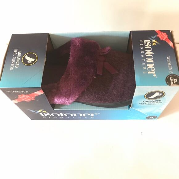 Isotoner Women’s Purple Fluffy Slippers Size 9.5-10 - Picture 5 of 7